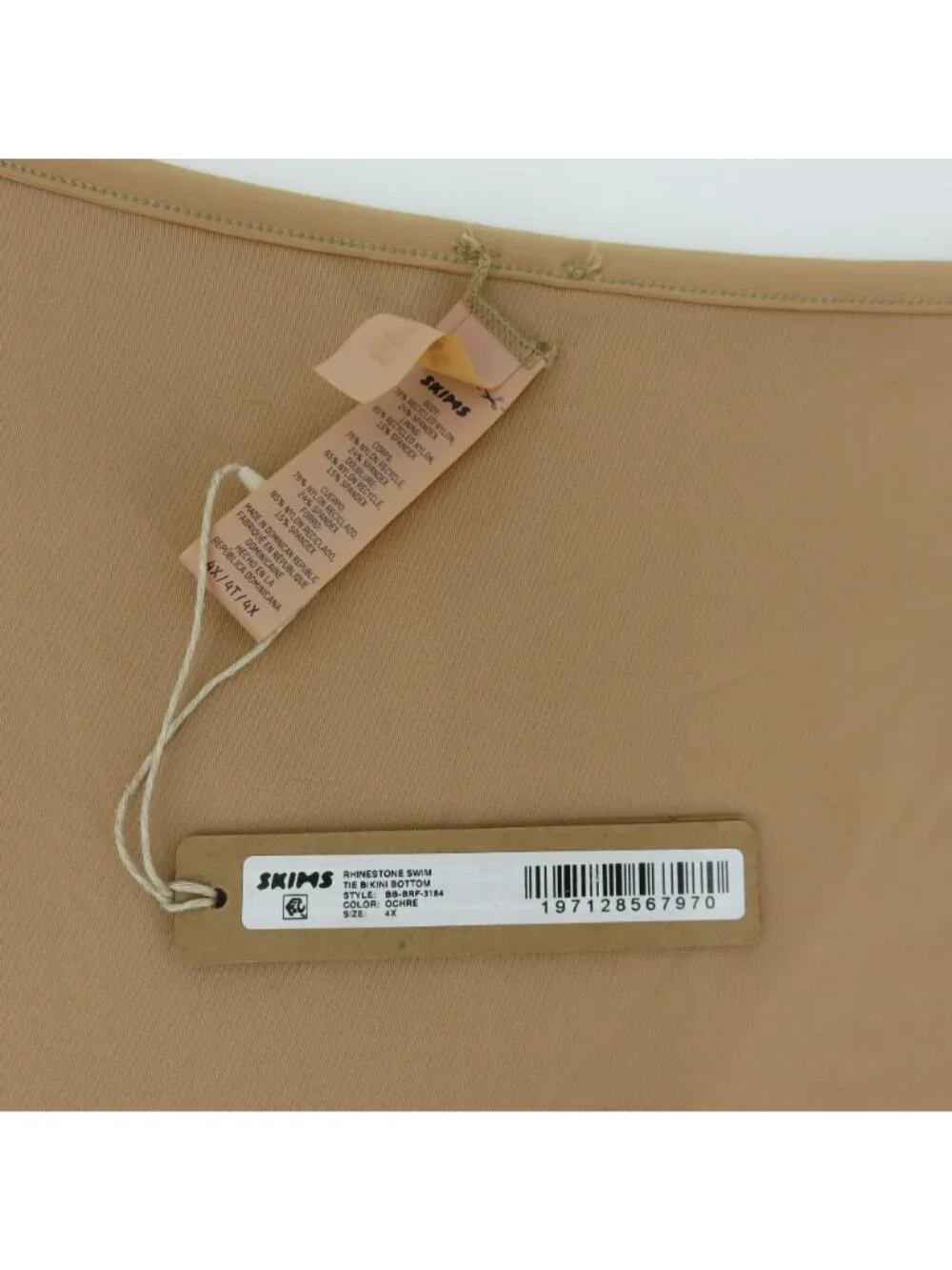 SKIMS Women Plus Size 4X Rhinestone Swim Tie Bikini Bottom Ochre NEW With Defect
